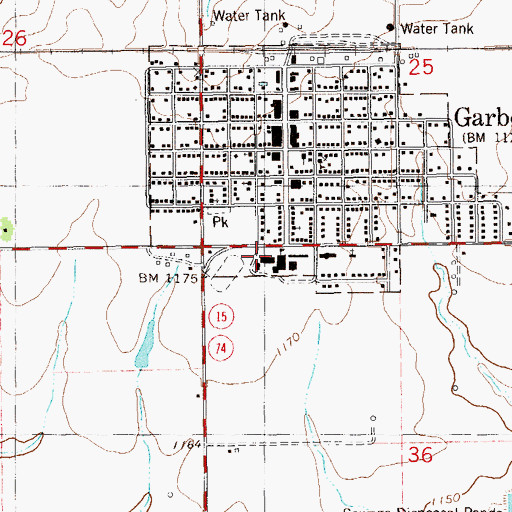 Topographic Map of Garber Elementary School, OK