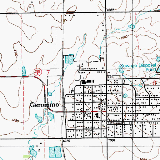 Topographic Map of Geronimo Elementary School, OK