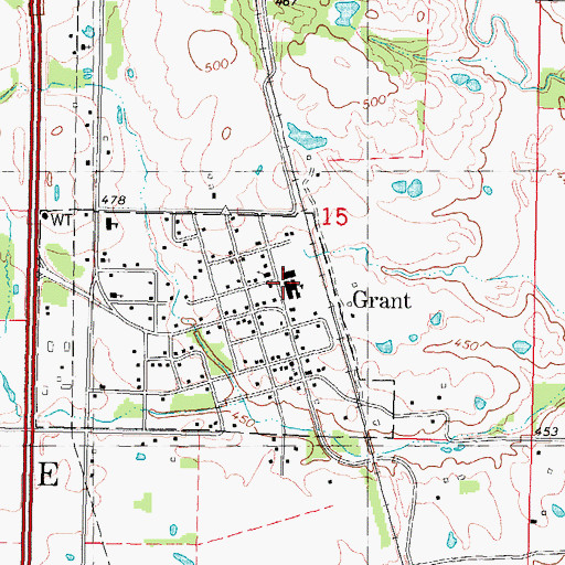 Topographic Map of Grant Elementary School, OK