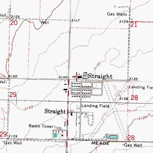 Topographic Map of Straight Elementary School, OK