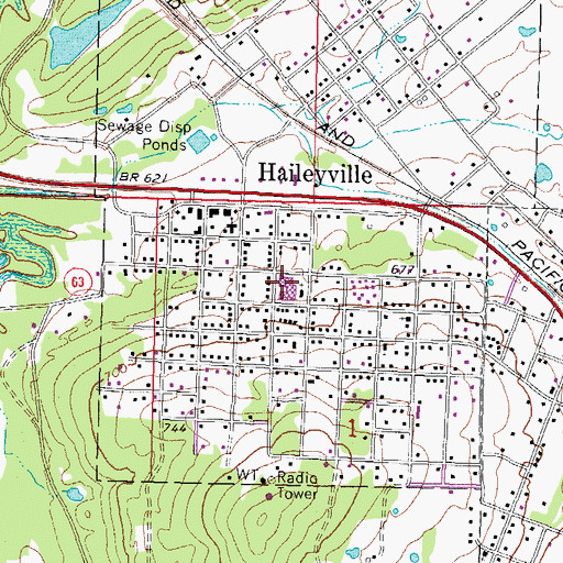 Topographic Map of Haileyville Elementary School, OK