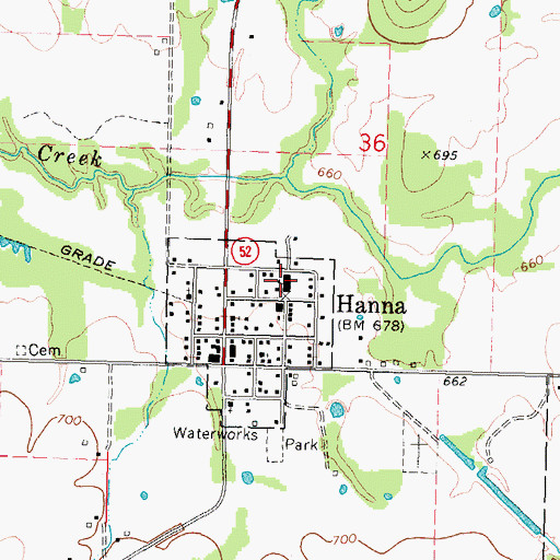 Topographic Map of Hanna Elementary School, OK