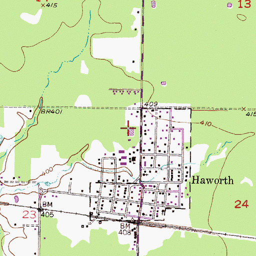 Topographic Map of Haworth Elementary School, OK