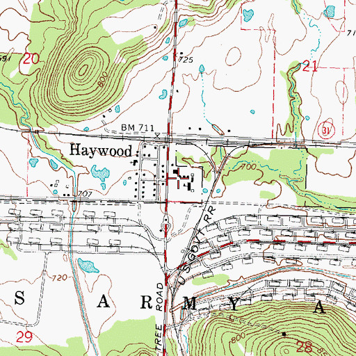 Topographic Map of Haywood Elementary School, OK