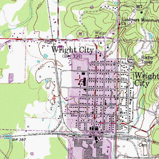 Topographic Map of Wright City Elementary School, OK