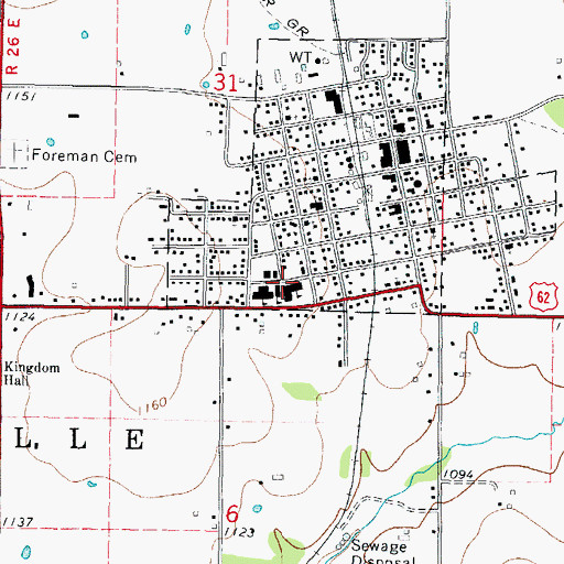 Topographic Map of Westville Elementary School, OK