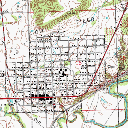 Topographic Map of Spence Memorial Elementary School, OK