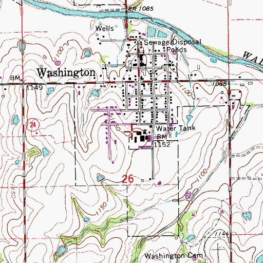 Topographic Map of Washington Elementary School, OK