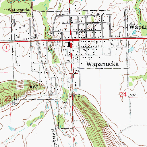 Topographic Map of Wapanucka Elementary School, OK