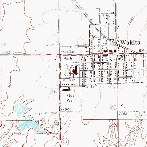 Topographic Map of Wakita Elementary School, OK