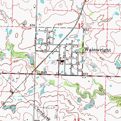 Topographic Map of Wainwright Elementary School, OK