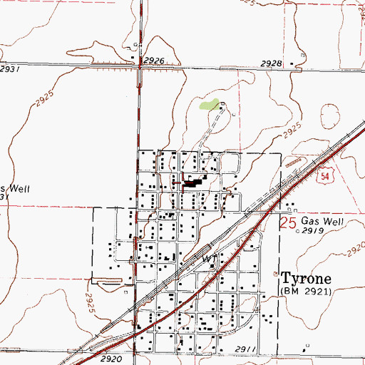 Topographic Map of Tyrone Elementary School, OK