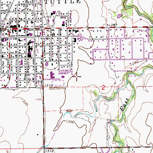 Topographic Map of Tuttle Intermediate School, OK