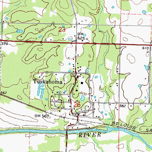 Topographic Map of Tuskahoma Elementary School, OK