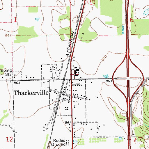 Topographic Map of Thackerville Elementary School, OK