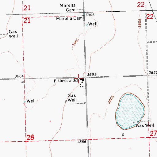 Topographic Map of Plainview Public School, OK