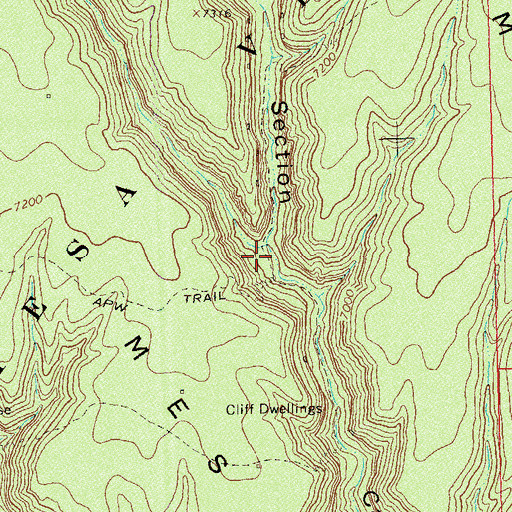 Topographic Map of West Fork School Section Canyon, CO