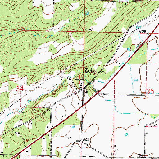 Topographic Map of Woodall Elementary School, OK