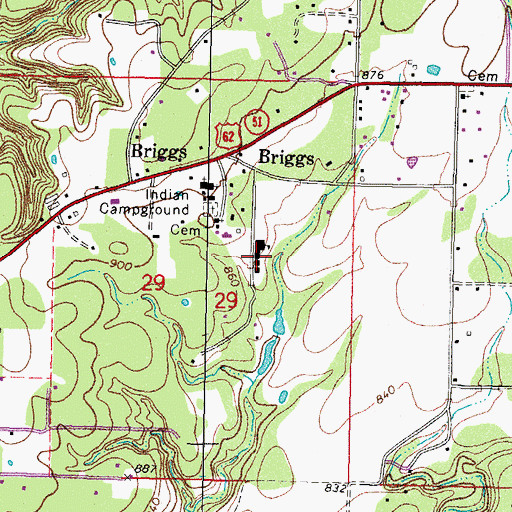 Topographic Map of Briggs Elementary School, OK