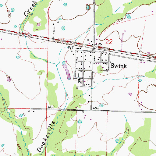 Topographic Map of Swink Elementary School, OK