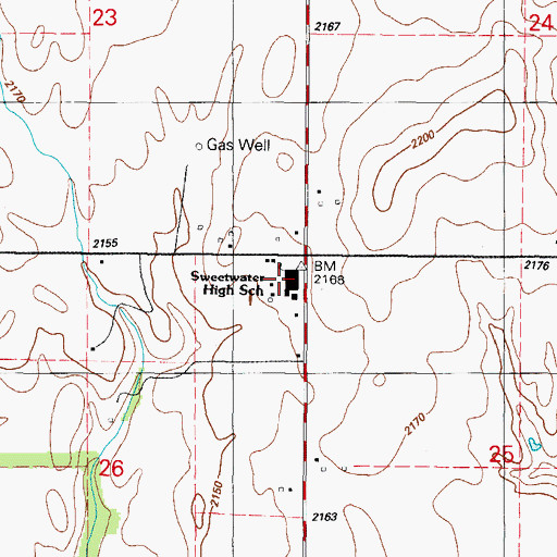 Topographic Map of Sweetwater Elementary School, OK
