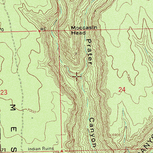 Topographic Map of Moccasin Canyon, CO