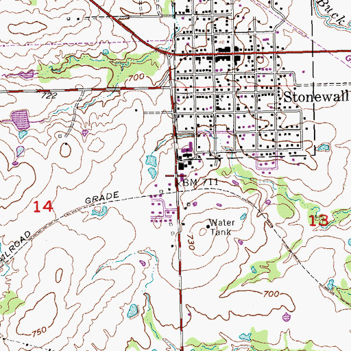 Topographic Map of Stonewall Elementary School, OK