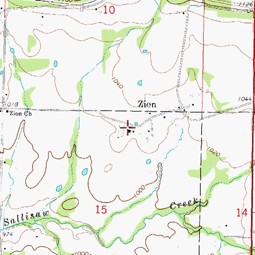 Topographic Map of Zion Elementary School, OK