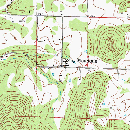 Topographic Map of Rocky Mountain School, OK