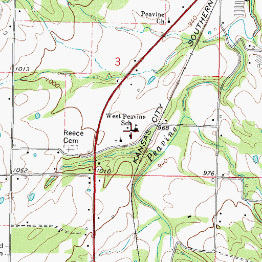 Topographic Map of Peavine Elementary School, OK