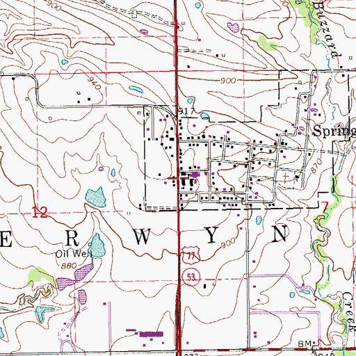 Topographic Map of Springer Elementary School, OK