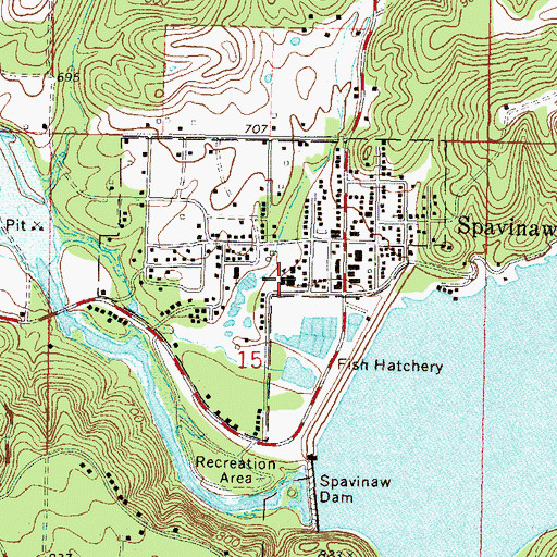 Topographic Map of Spavinaw School, OK