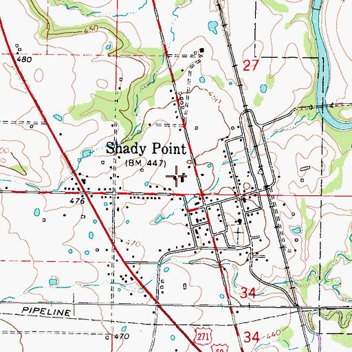 Topographic Map of Shady Point Elementary School, OK