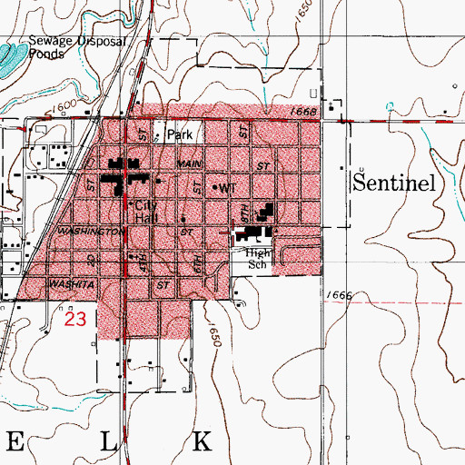 Topographic Map of McMurray Elementary School, OK