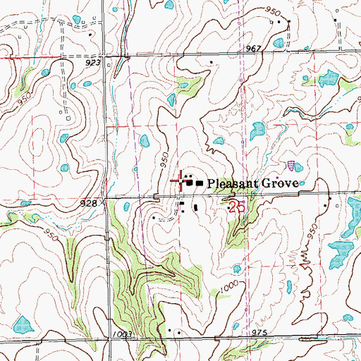 Topographic Map of Pleasant Grove Elementary School, OK