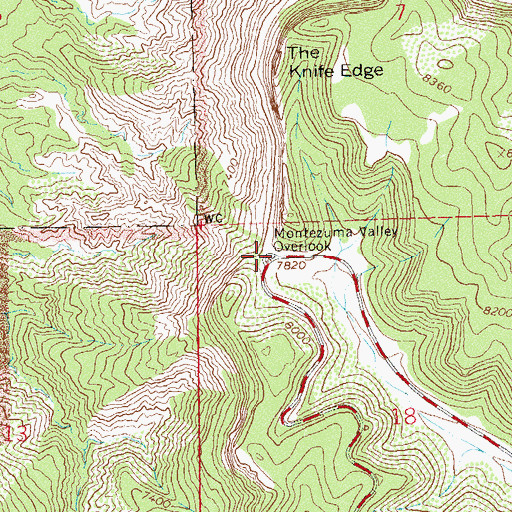 Topographic Map of Montezuma Valley Overlook, CO