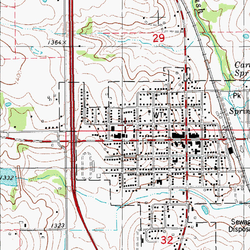 Topographic Map of Rush Springs Elementary School, OK