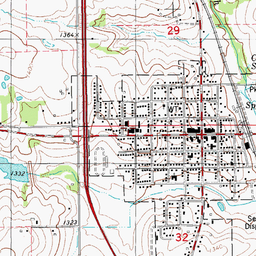 Topographic Map of Rush Springs Middle School, OK