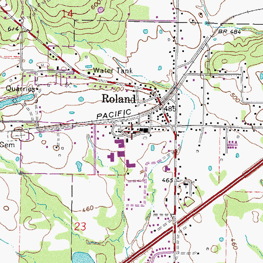 Topographic Map of Roland Elementary School, OK