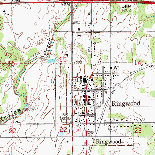 Topographic Map of Ringwood Elementary School, OK