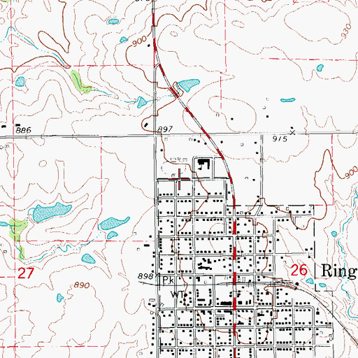Topographic Map of Ringling Elementary School, OK