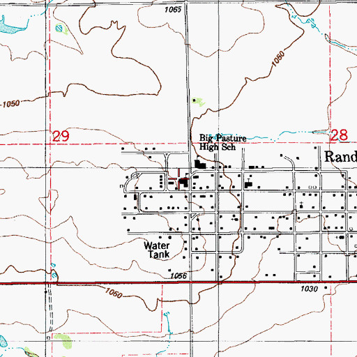 Topographic Map of Big Pasture Elementary School, OK