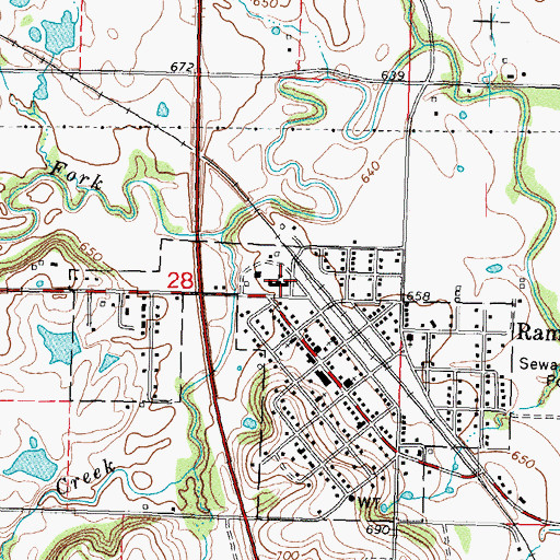 Topographic Map of Caney Valley Middle School, OK
