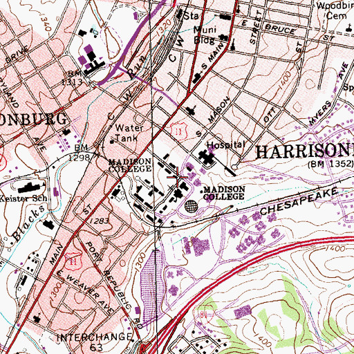 Topographic Map of Alumnae Hall, VA