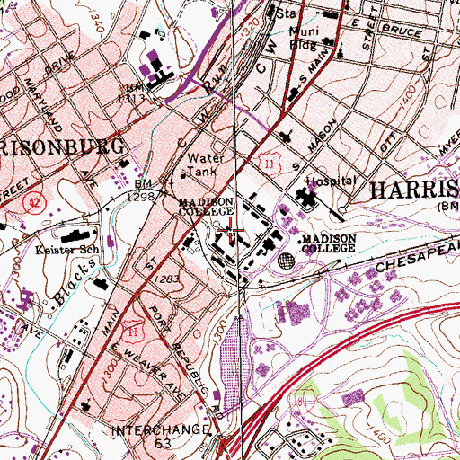 Topographic Map of Ashby Hall, VA