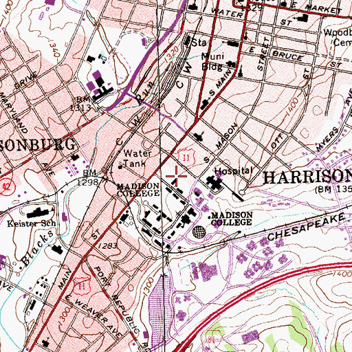 Topographic Map of Cleveland Hall, VA