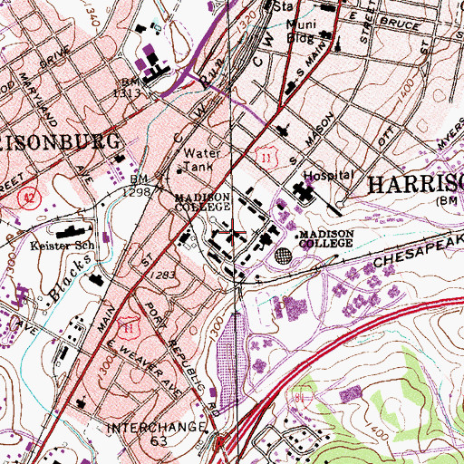 Topographic Map of Harrison Hall, VA