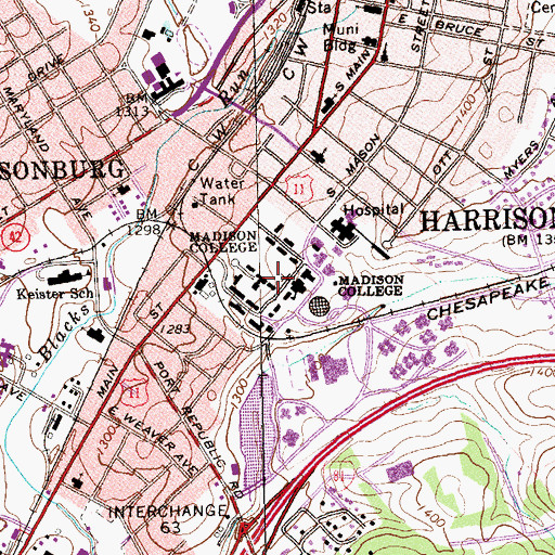 Topographic Map of Jackson Hall, VA