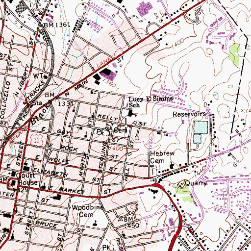Topographic Map of Newton Cemetery, VA
