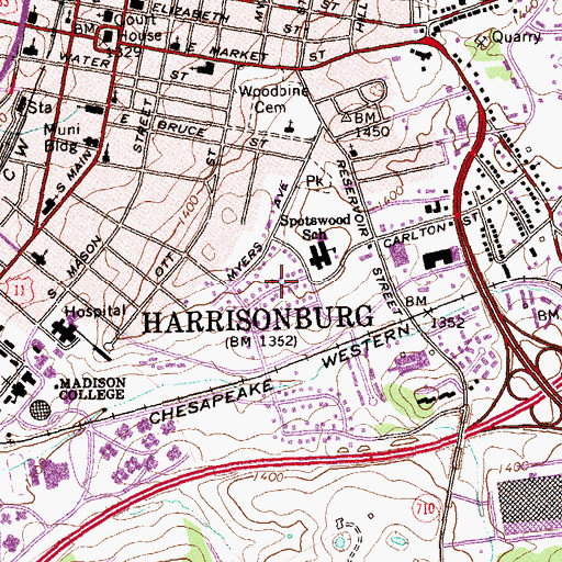 Topographic Map of Preston Heights, VA